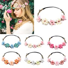 Flower Headband Head Garland Hair Band Crown Wreath Festival Boho Wedding 