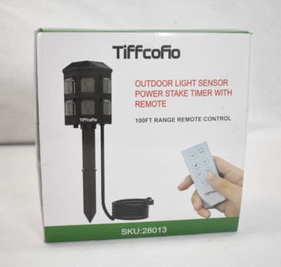 Tiffcofio Outdoor Power Stake Timer 100 ft Range Remote Control 28013 Black