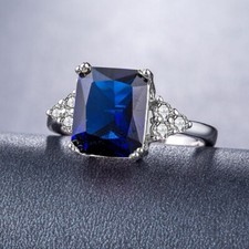 2.12 CT Simulated Sapphire Ring 925 Silver Plated Pretty Ring For Valentine Gift