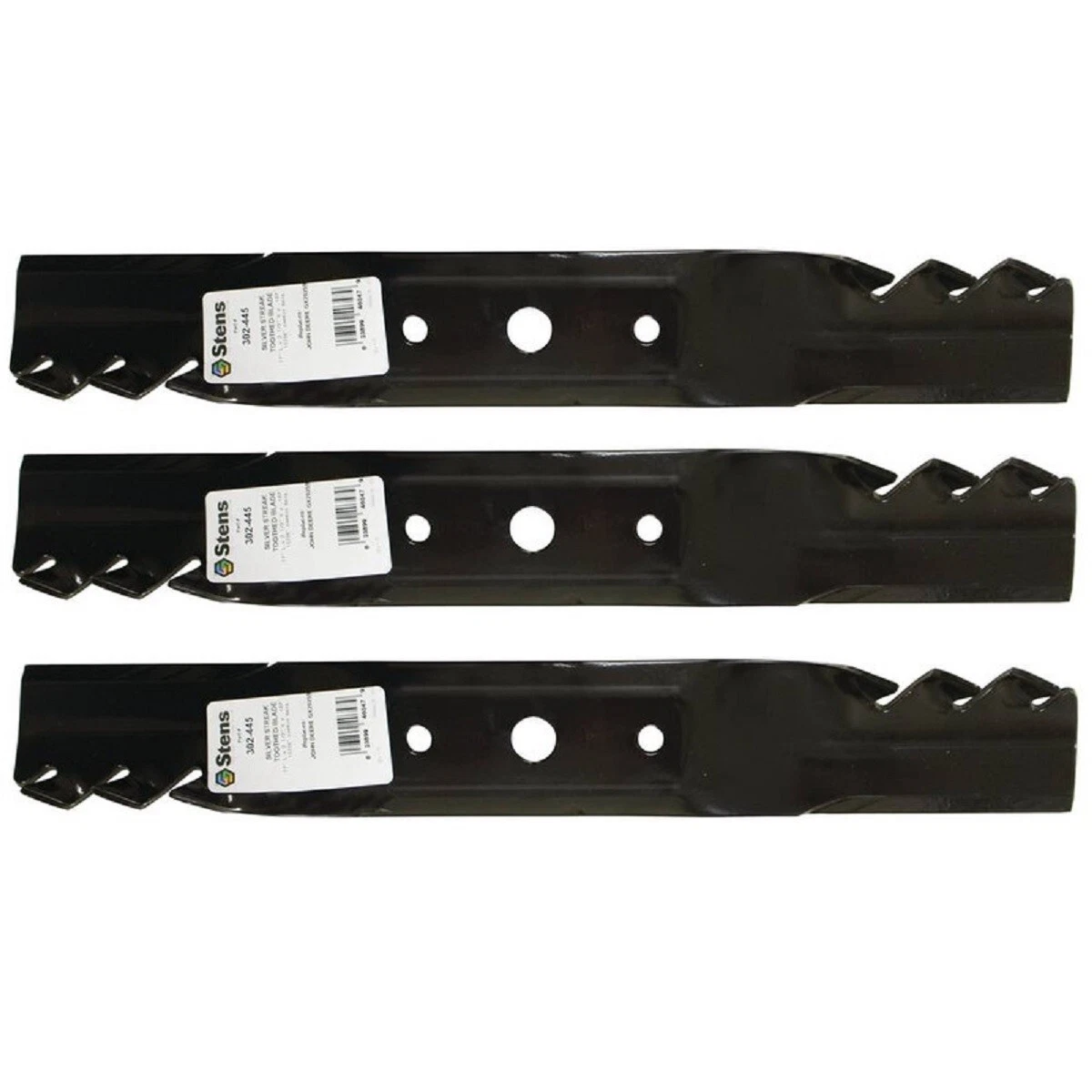 3 Silver Streak Toothed Blades Fit John Deere GX20250 L120 L130 48