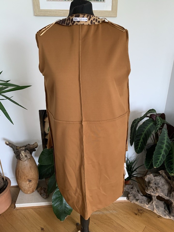 ZARA Leopard Print Faux Suede Jacket - Size Large - Duster Coat Blazer