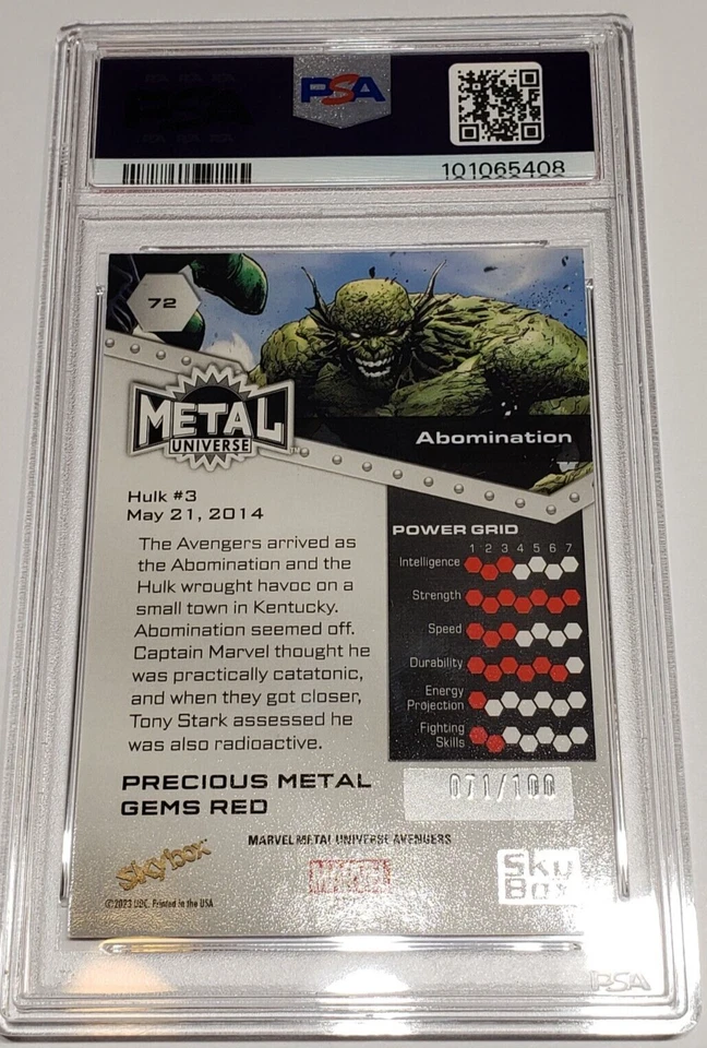 🔴2024 Gemas de metales preciosos rojos abominación Metal Universe #72 PMG/100 PSA 9 Foto 3 de 4