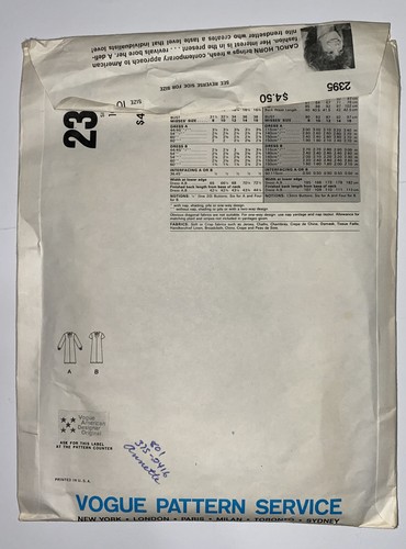 VOGUE DESIGNER ORIGINAL #2395 - CAROL HORN - LADIES MATERNITY PATTERN Size 10 - Picture 2 of 2