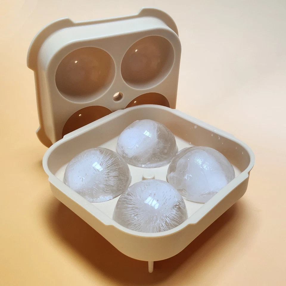 [4-Pack] Large Silicone Ice Cube Tray (Ice Ball / Ice Cube Mold)-BEIGE - Image 3 of 4