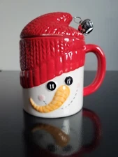 Transpac Snowman Christmas Mug With Lid Coffee Tea Chocolate Holidays
