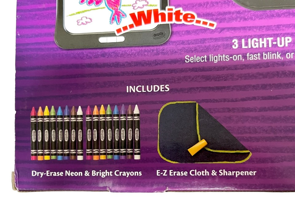 NEW Crayola Dry Erase Light Up Board NIB 16 Crayons Dual Sided Light or Dark eBay