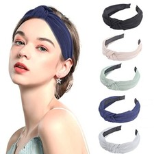 Womens Headbands, 5Pcs Knotted Head Bands No Slip Fashion for women pure color