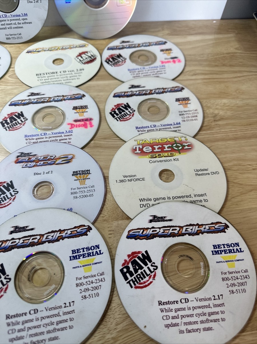 RAW THRILLS RECOVERY DVD DISK LOT USED for an Arcade Games