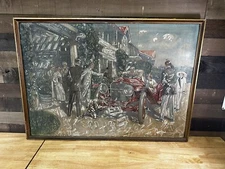 1912 I.W. Harper Whiskey Framed Oleograph "The Parting Gift" by R.W Compton