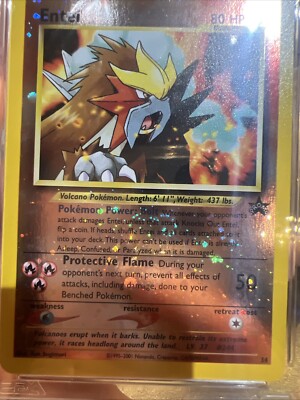 Entei Rev. Holo W/Swirl 2001 Pokemon Movie Black Star Promo #34