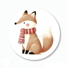Cute Red Fox in Scarf Winter Fox Favors Scrapbook Stickers Envelope Seals Labels