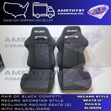 Pair 2 Reclinable Slider Seats For Recaro Confetti Style Seat Sportster Cloth