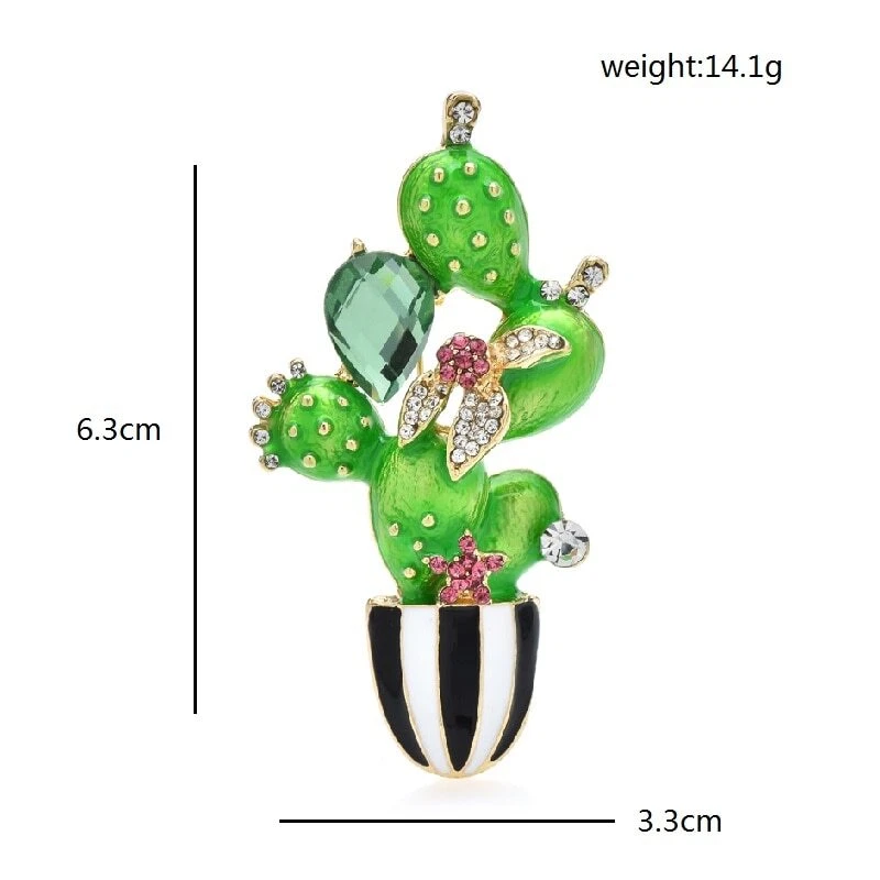 Cactus Brooches for Women Enamel Beauty Plants Party Office Brooch Pin Gifts - Image 3 of 3