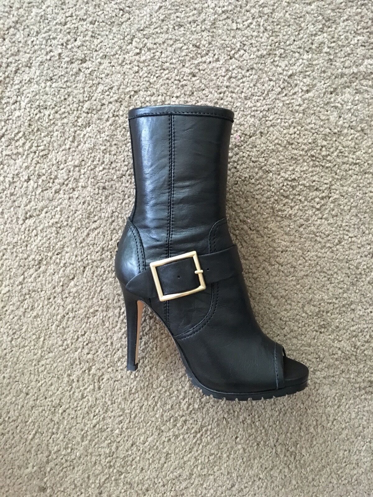 New Jimmy Choo Deja Deja Deja Black Biker Leather Peep Toe Boots Size 34.5 29cac0 New Jimmy Choo Deja Deja Deja Black Biker Leather Peep Toe Boots Size 34.5 29cac0