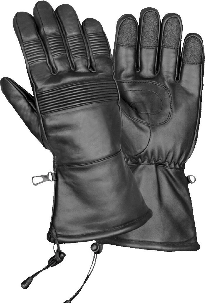 Men's Leather Waterproof Winter Motorcycle Gauntlet Glove w/ Stretch Knuckles