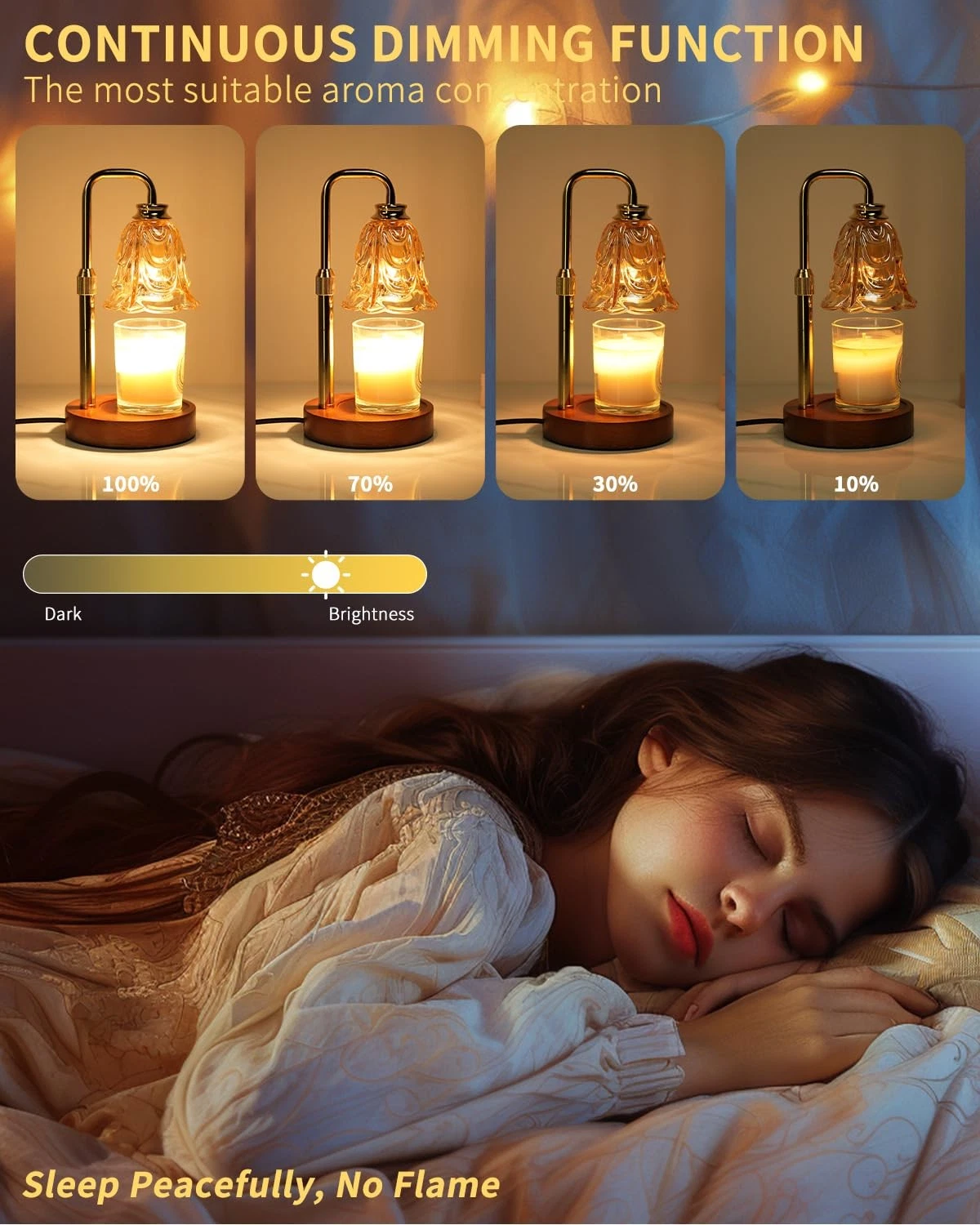 SupBri Candle Warmer Lamp with Timer, Gold Tulip Adjustable, Tulip-Gold image 4