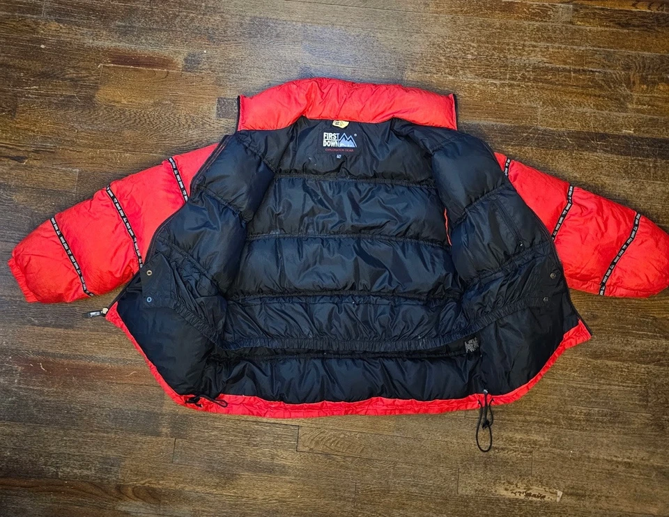 Vintage 90’s Y2K Red First Down Puffer Jacket Mens Sized XL - Image 4 of 4