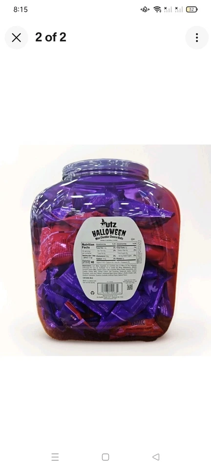 Mini bolas de queso Utz Halloween 56 quilates barril truco o trato bocadillos fiesta Foto 3 de 4