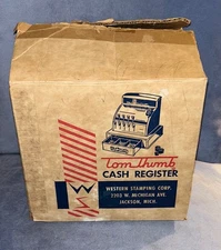 VINTAGE  TOM THUMB  CASH REGISTER  BOX ONLY  WESTERN STAMPING