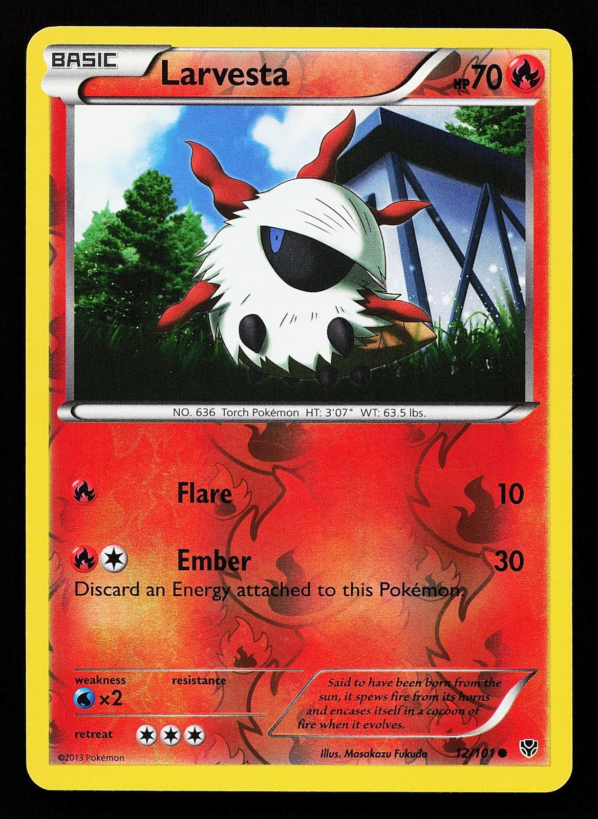 Larvesta 12/101 Reverse Holo Common Plasma Blast Pokemon Card