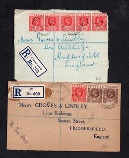 Nigeria x 2 Registered Cover FRONTS Only To UK Aba & Kaduna North As Scanned