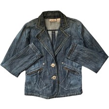 DKNY Denim Jeans Jacket Women's Size Medium Denim Long Sleeve Buttons Zip Pocket