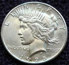 1928 S SILVER PEACE DOLLAR XF TO AU DETAILS