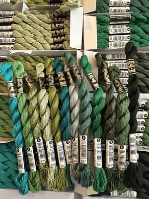 DMC #5 Lot 1 GREEN 12 Perle Cotton Pearl Needlepoint Embroidery Thread SKEINS