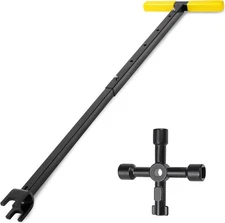 37" Water Meter Key 4 Way Adjustable Steel Shut Off Tool T Handle Valve Wrench
