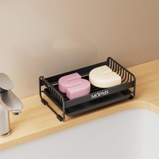 Soap Dish for Shower, Carbon Steel Bar Soap Holder with Drainage and Water Tray,