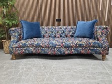 Buttoned Chesterfield 3 Seater Sofa In Blue Patterned Velvet RRP-£1499