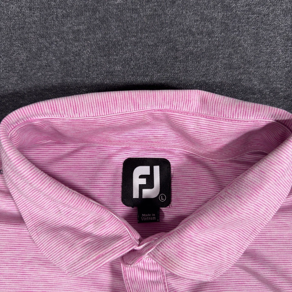 Footjoy Polo Shirt Mens Large Pink Striped Golf Performance Stretch Casual - Image 4 of 4
