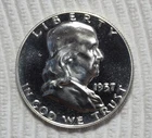 1957 P Ben Franklin Proof Half Dollar. Estimated Uncirculated Proof 66. A0617.