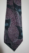 Lane purple peacock paisley 100% silk necktie