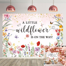 Wildflower Baby Shower Decorations Backdrop Watercolor A Little Wildflower is On