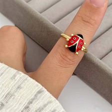 Adjustable Red Ladybug Open Ring Style4 For Women Daily Wear