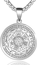 Collar Medalla de los Siete Arcangeles Amuleto de Proteccion Acero 24 Pulgadas