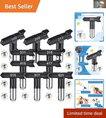 Versatile Airless Paint Spray Nozzles - 10 Pcs Reversible Tips for All Surfaces