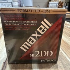 Maxell MF-2DD 3.5 Disks 10 Double Density Formatted IBM Compatibles SEALED