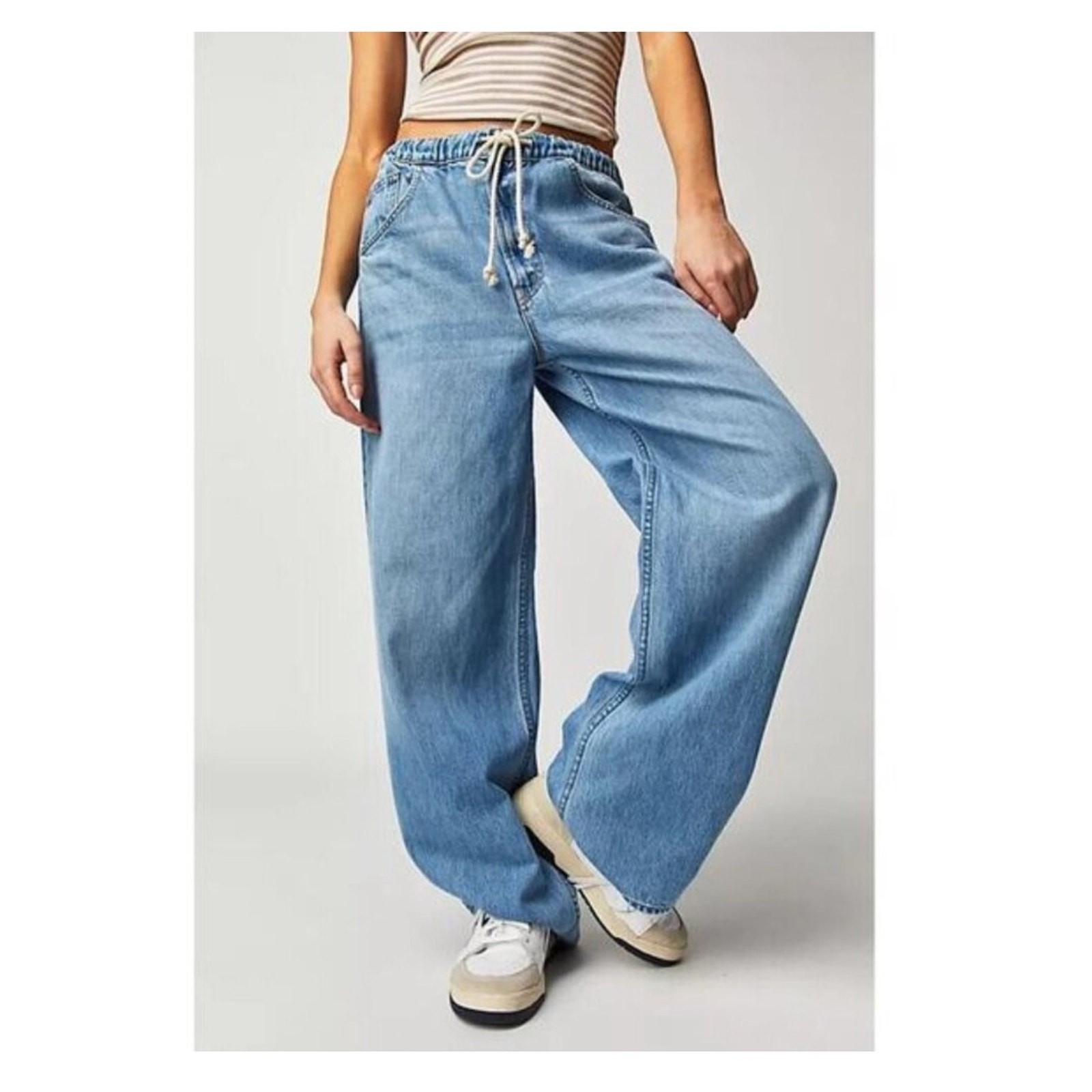 MOTHER DENIM SNACKS The Drawn Fun Dip Nerdy Jeans Drawstring Baggy Wideleg