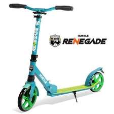 Hurtle Lightweight Adjustable Foldable Kick Scooter High Impact Wheels Green