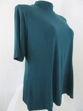 Susan Graver Size 2X Mallard Every Day Liquid Knit Elbow Sleeve Mock Neck Top