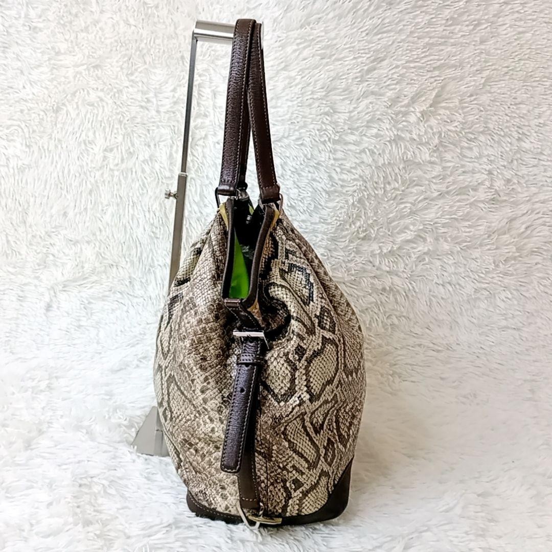 Rare Longchamp Tote Bag Python Pattern Genuine Le… - image 4