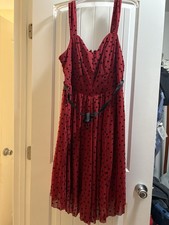 RetroChic by Torrid Women Red/Black Heart Print Fit & Flare Midi Dress 16