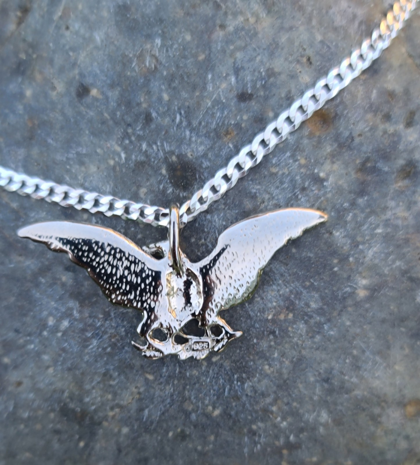 Sterling 925 Solid Silver Eagle Pendant Cuban Cha… - image 4