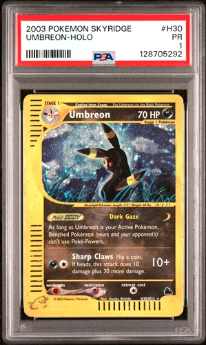 SWIRL PSA 1 2003 Skyridge Umbreon Holo Foil Rare H30/H32 WOTC E-Reader Pokemon