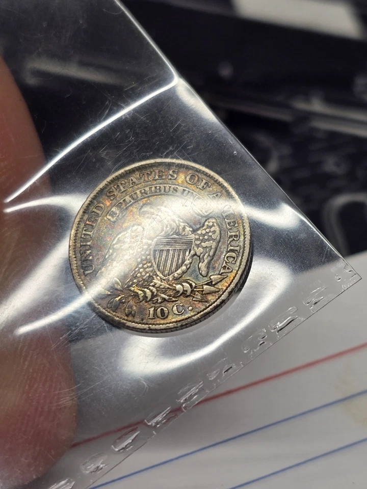 1836 Capped Bust Dime. Old Coin Toned Good Shape 10c - Image 2 of 3