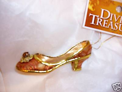 VICTORIAN PEACH GOLD SHOE DECORATION CHRISTMAS SPRING - Picture 1 of 1