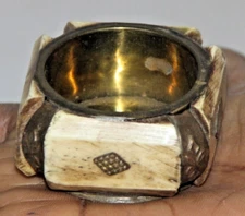 Antique Brass Small Kum Kum Powder Tika Box Original Old Bone Fitted