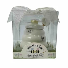 Kate Aspen Meant to Bee Ceramic Honey Pot with Wooden Dipper